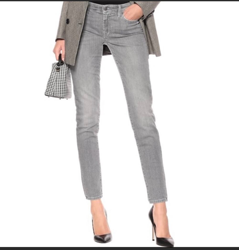 7 for All Mankind B (Aire) Skinny High Waisted Stretch Jeans Gray 27